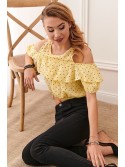 Lemon short blouse with polka dots 21521 - Online store - Boutique